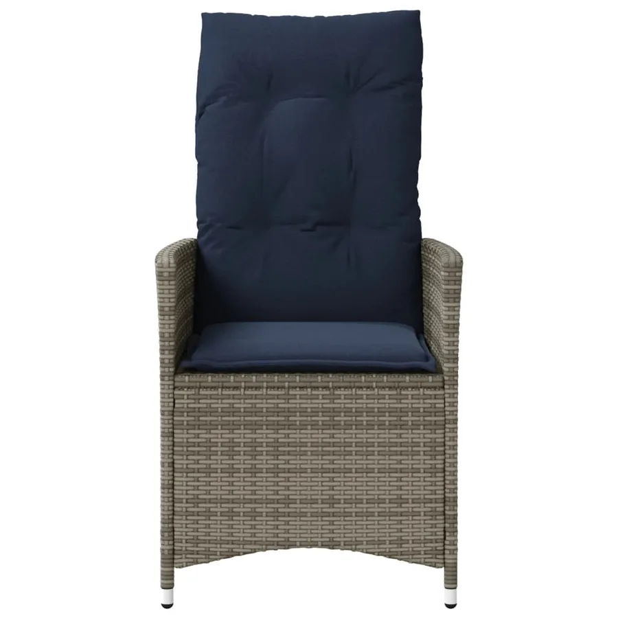Lot de 2 chaises de jardin inclinables avec coussins en résine tressée grise - 4