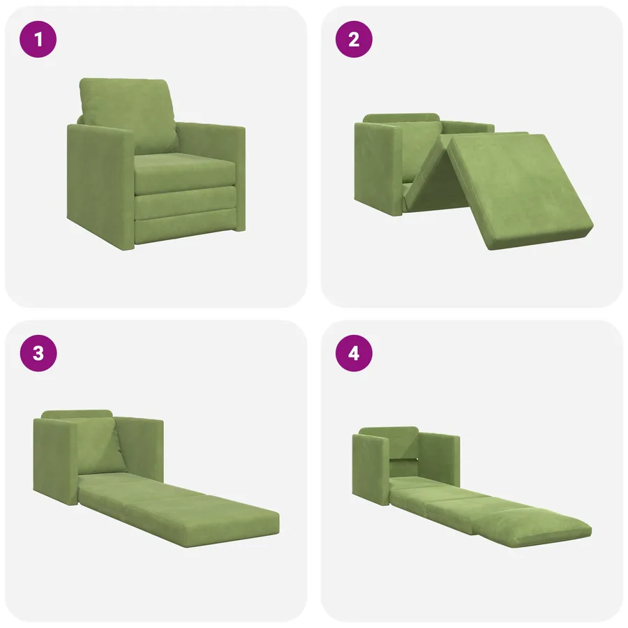 Canapé-Lit Vert clair 74 x 77 x 81 cm Velours - 10