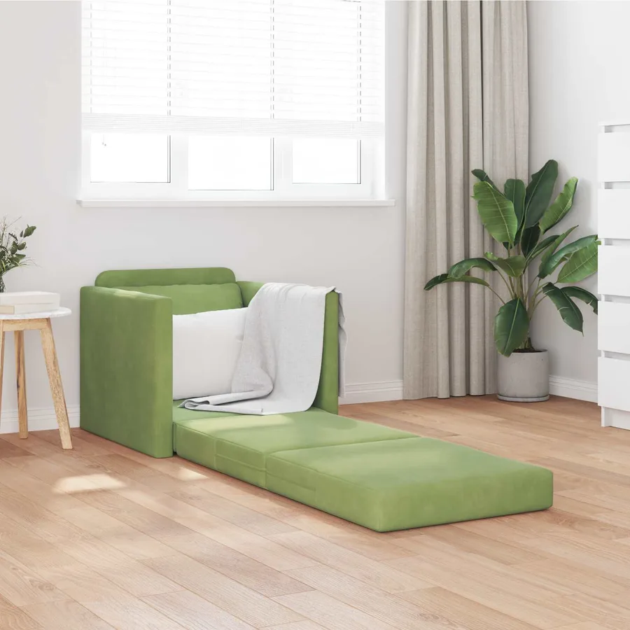 Canapé-Lit Vert clair 74 x 77 x 81 cm Velours - 3