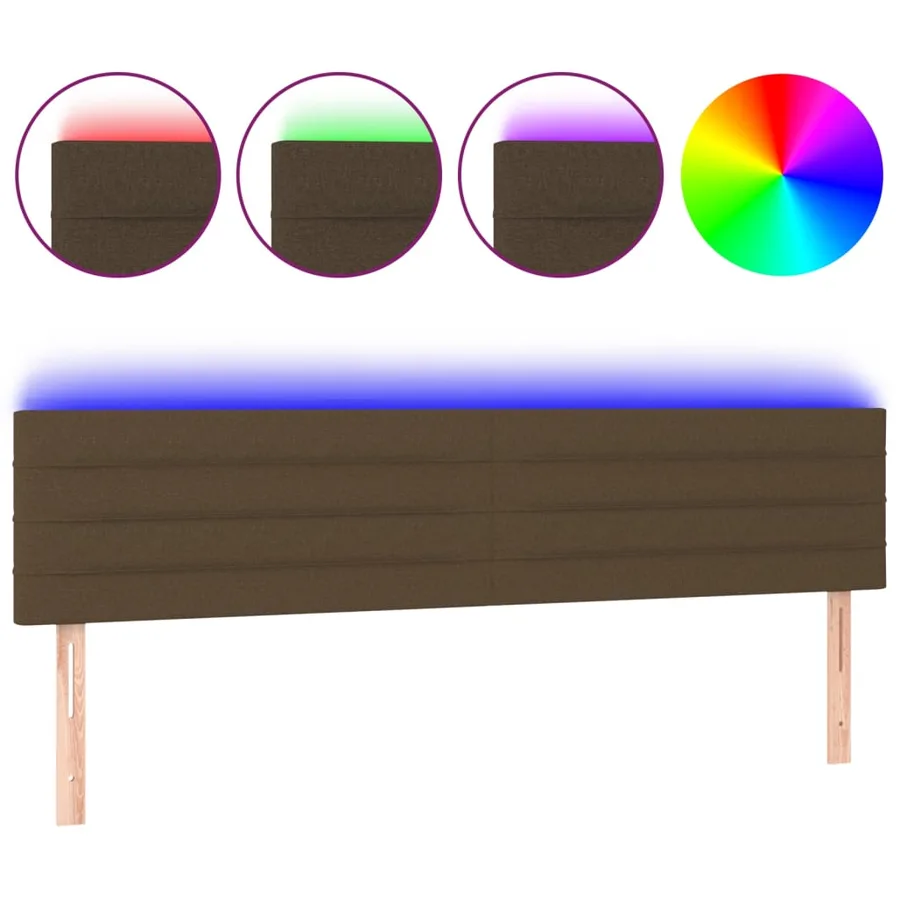 Tête de lit à LED Marron foncé 200x5x78/88 cm Tissu - 2