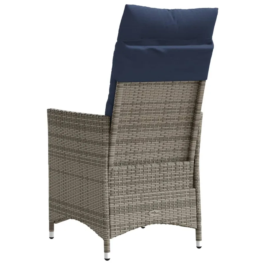 Chaise de jardin inclinable avec coussins en résine tressée grise - 6