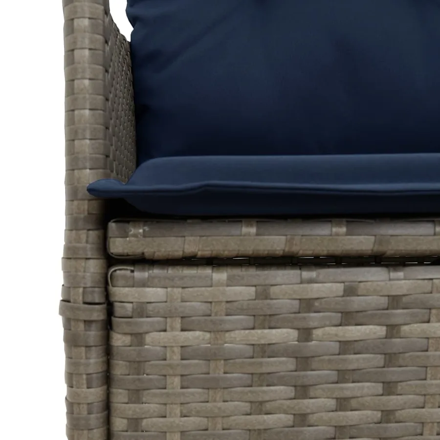 Chaise de jardin inclinable avec coussins en résine tressée grise - 8