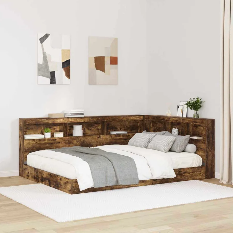 Tête de lit de rangement Chêne fumé 160 cm Bois d'ingénierie