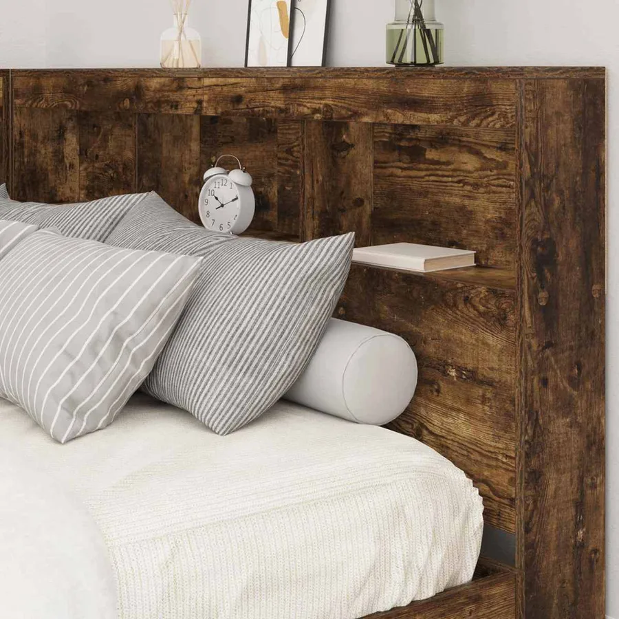 Tête de lit de rangement Chêne fumé 160 cm Bois d'ingénierie - 4