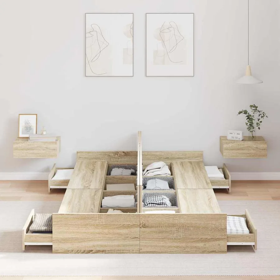 Cadre de lit avec rangement Chêne Sonoma 120 x 190 cm - 3