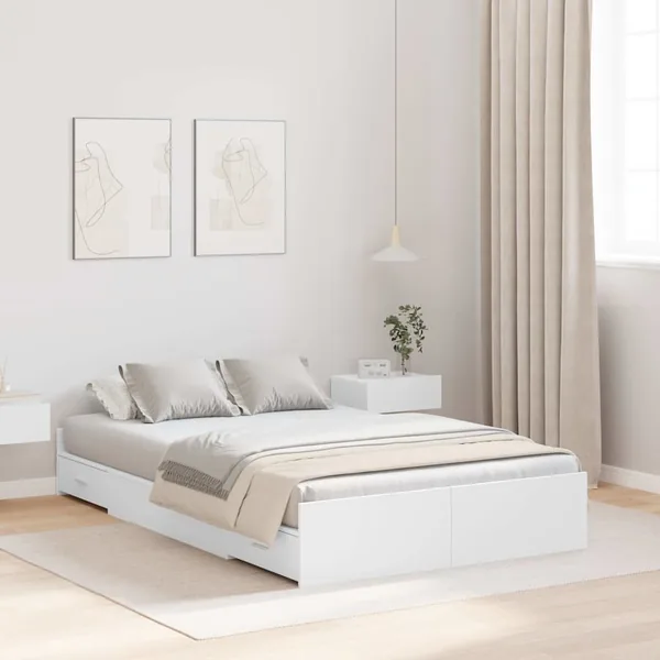 Cadre de lit avec rangement avec tête de lit Blanc 120 x 190 cm