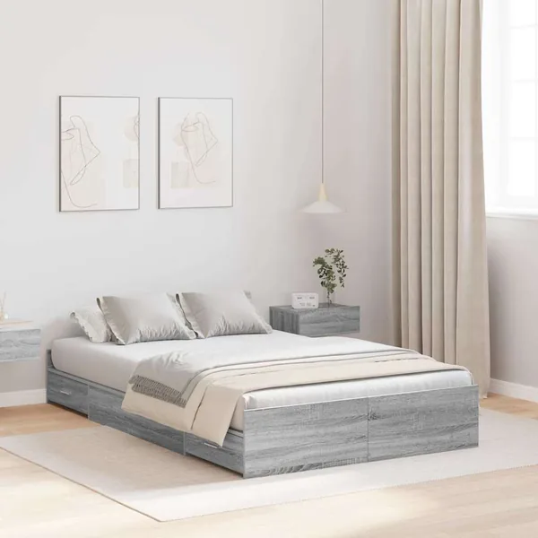 Cadre de lit avec rangement Gris Sonoma 120 x 200 cm