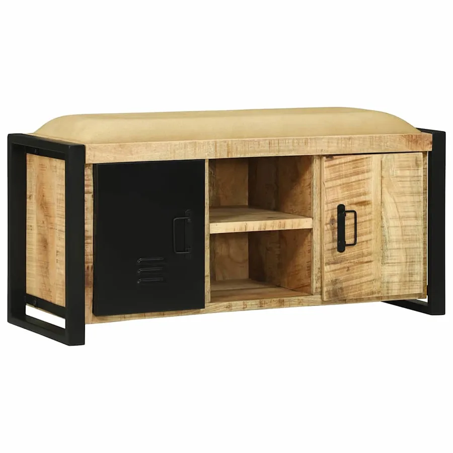 Cabinet Banc Marron 100 x 35 x 50 cm Bois de manguier massif - 3