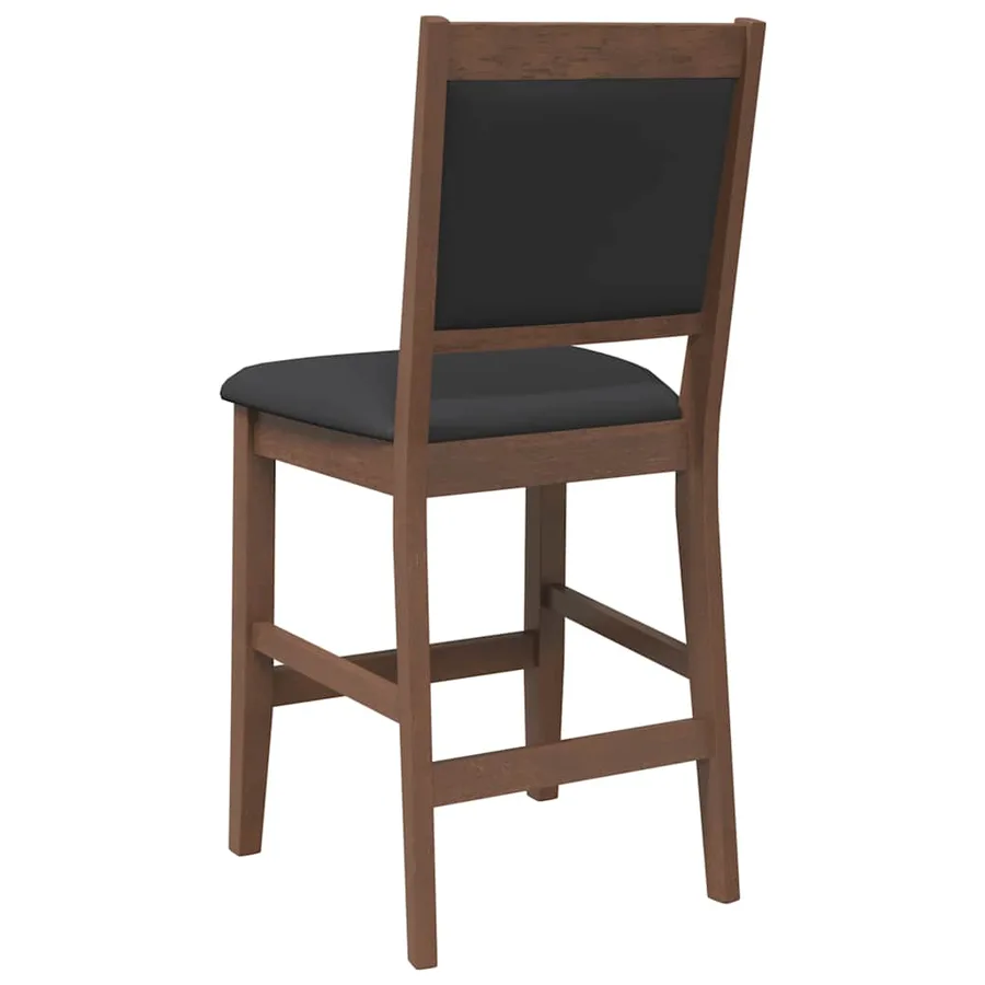 Tabourets de bar avec coussins (lot de 2) en bois massif marron et caoutchouc - 7
