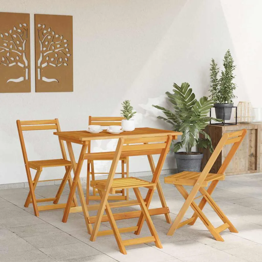 Ensemble bistrot 5 pcs Huile Naturelle Bois d'Acacia Massif - 4
