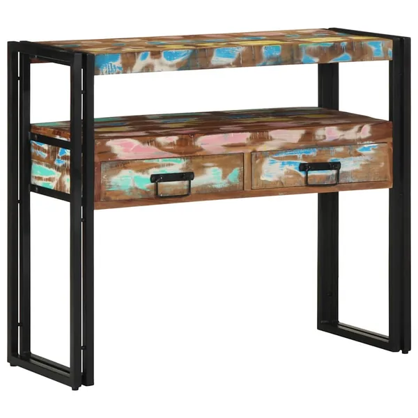 Table console Multicolore 90 x 33 x 75 cm Bois Recyclé Solide