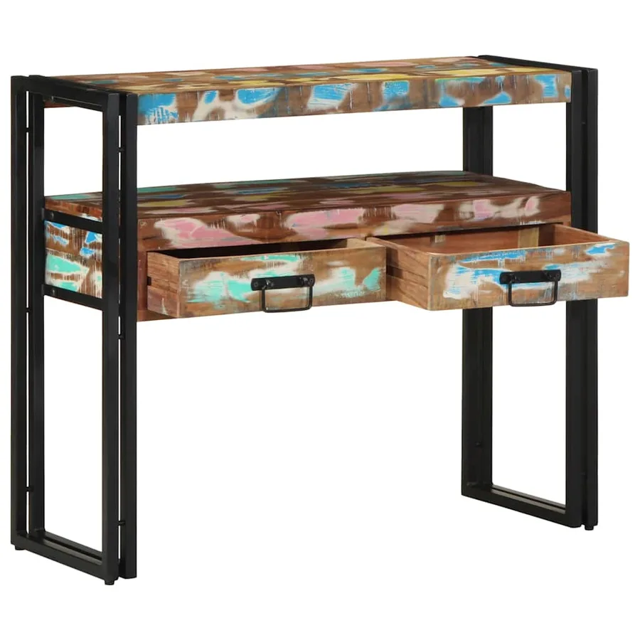 Table console Multicolore 90 x 33 x 75 cm Bois Recyclé Solide - 2