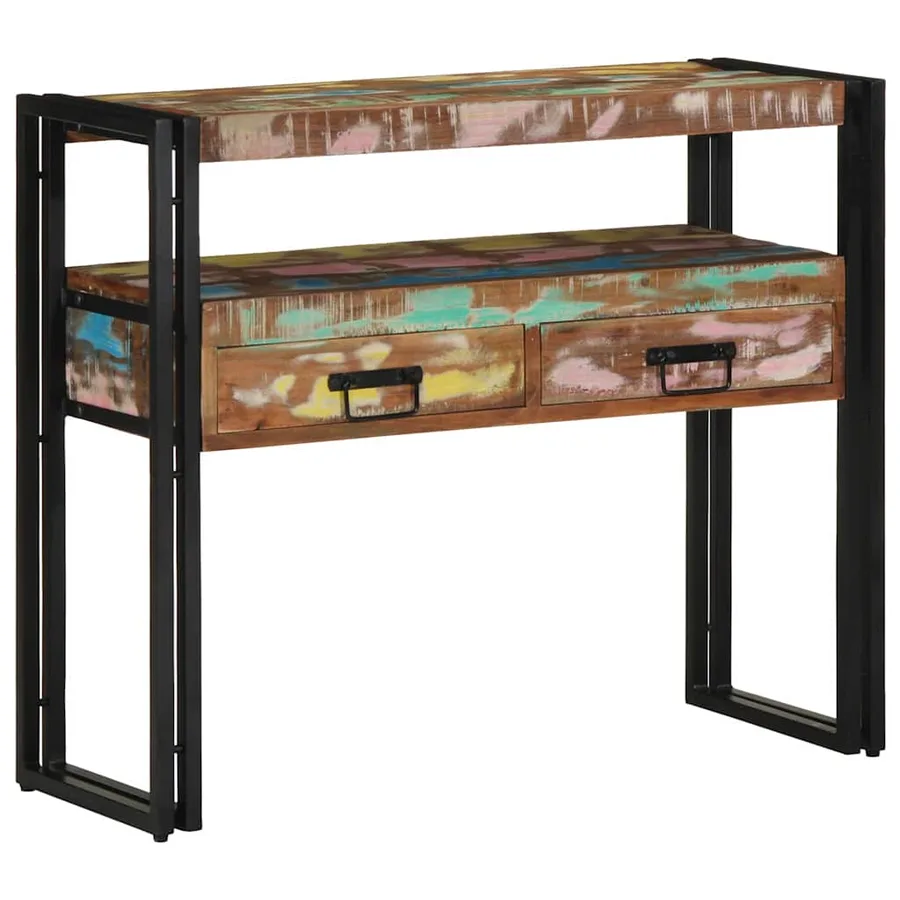 Table console Multicolore 90 x 33 x 75 cm Bois Recyclé Solide - 3