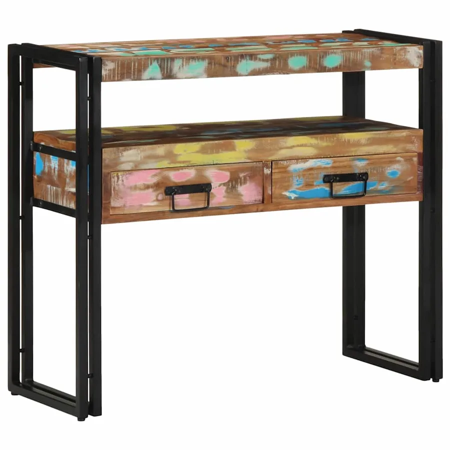 Table console Multicolore 90 x 33 x 75 cm Bois Recyclé Solide - 4