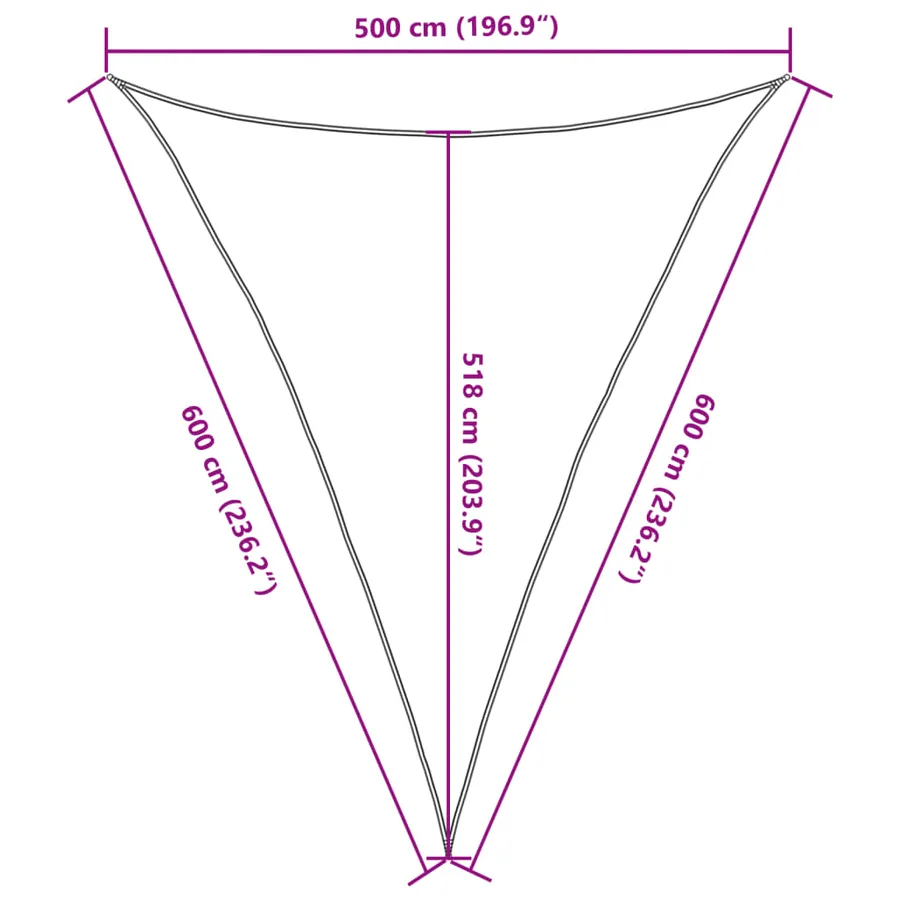 Voile d'ombrage 160 g/m² triangulaire gris clair 5x6x6 m PEHD - 10