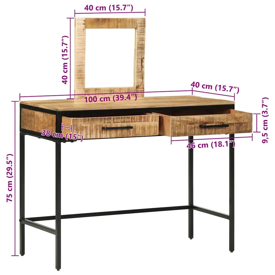Table de Toilette avec tiroir Marron 100 x 40 x 120 cm - 17