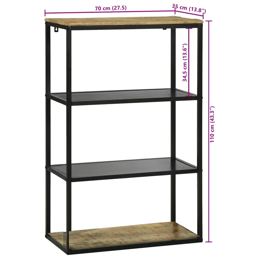 Bibliothèque 70 x 35 x 110 cm Bois de manguier massif - 10