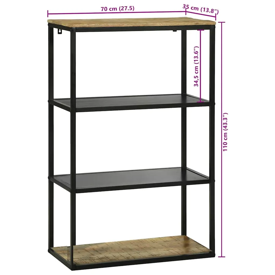 Bibliothèque 70 x 35 x 110 cm Bois de manguier massif - 11