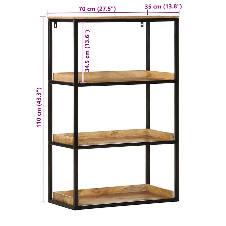 Bibliothèque 70 x 35 x 110 cm Bois de manguier massif - 13