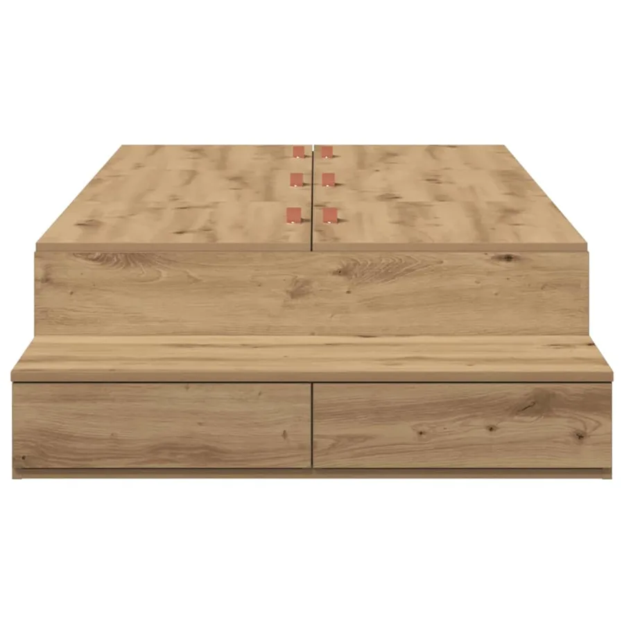 Cadre de lit avec rangement avec tiroir Chêne artisanal 100 cm - 7