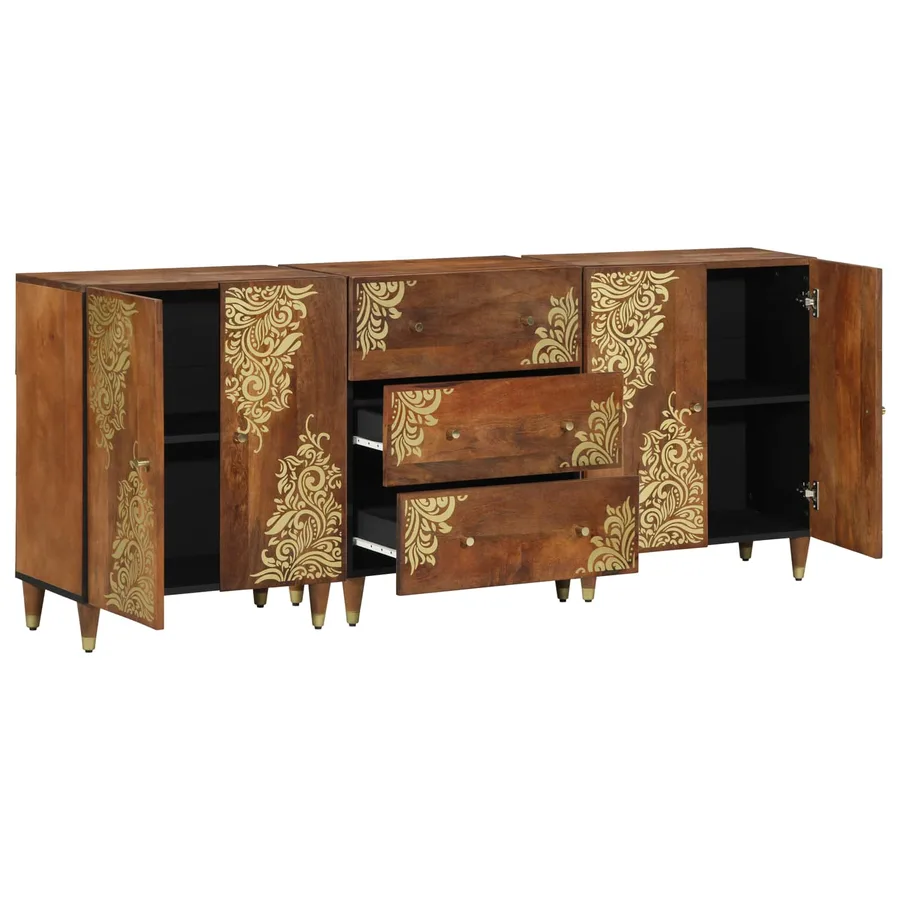 Ensemble de Meubles de Salle de Bain 3 pcs Miel Brun et or - 2