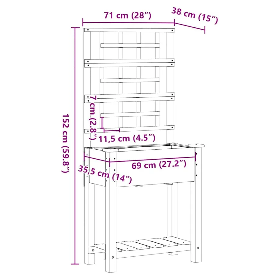 Cache-pot de jardin Beige 71 x 38 x 152 cm Bois de Sapin Massif - 8