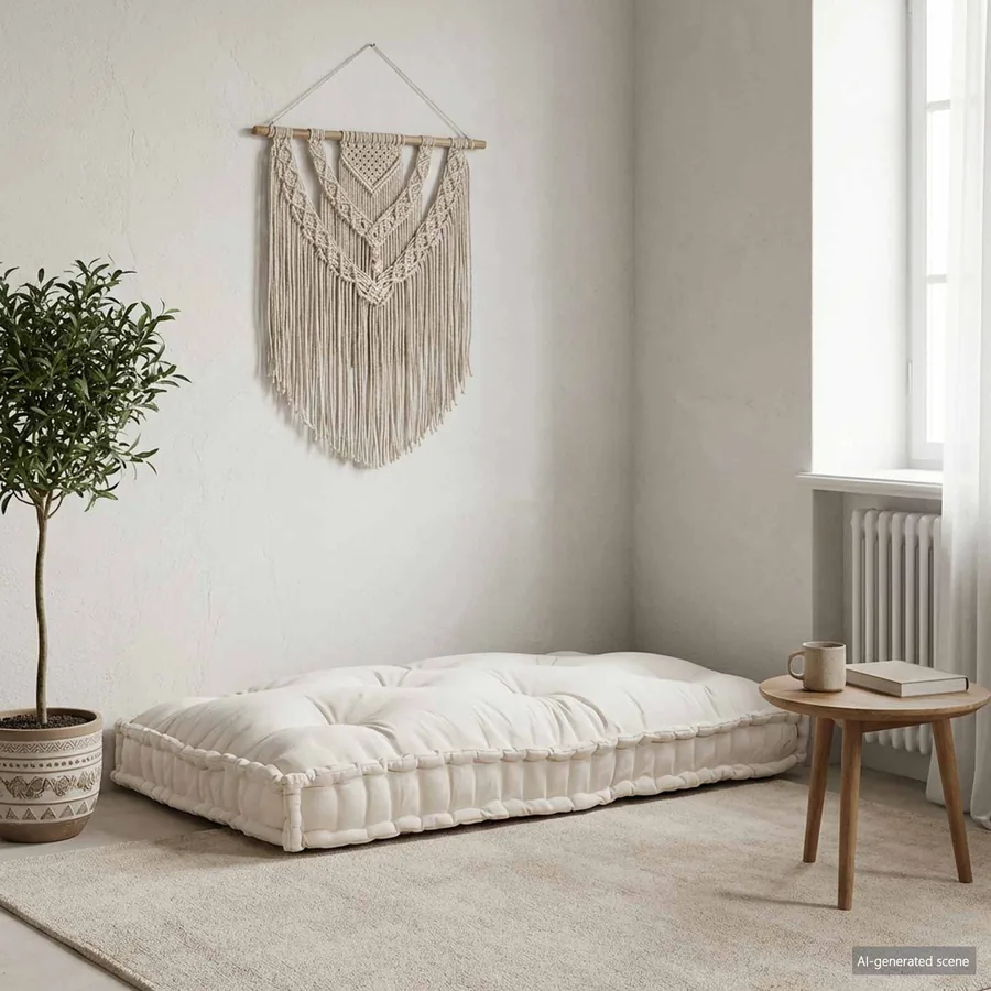 Coussin de canapé sur palette Crème 120 x 80 x 12 cm Tissu