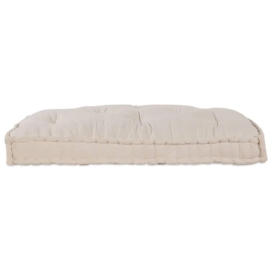Coussin de canapé sur palette Crème 120 x 80 x 12 cm Tissu - 4