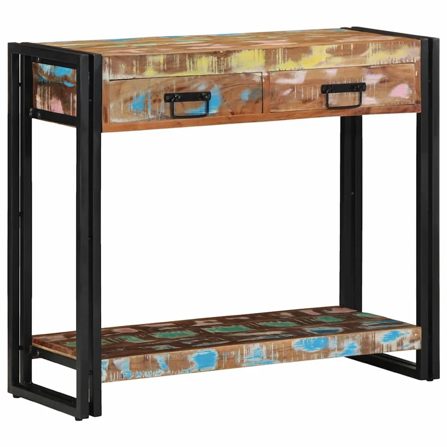 Table console Multicolore 90 x 33 x 75 cm Bois Recyclé Solide