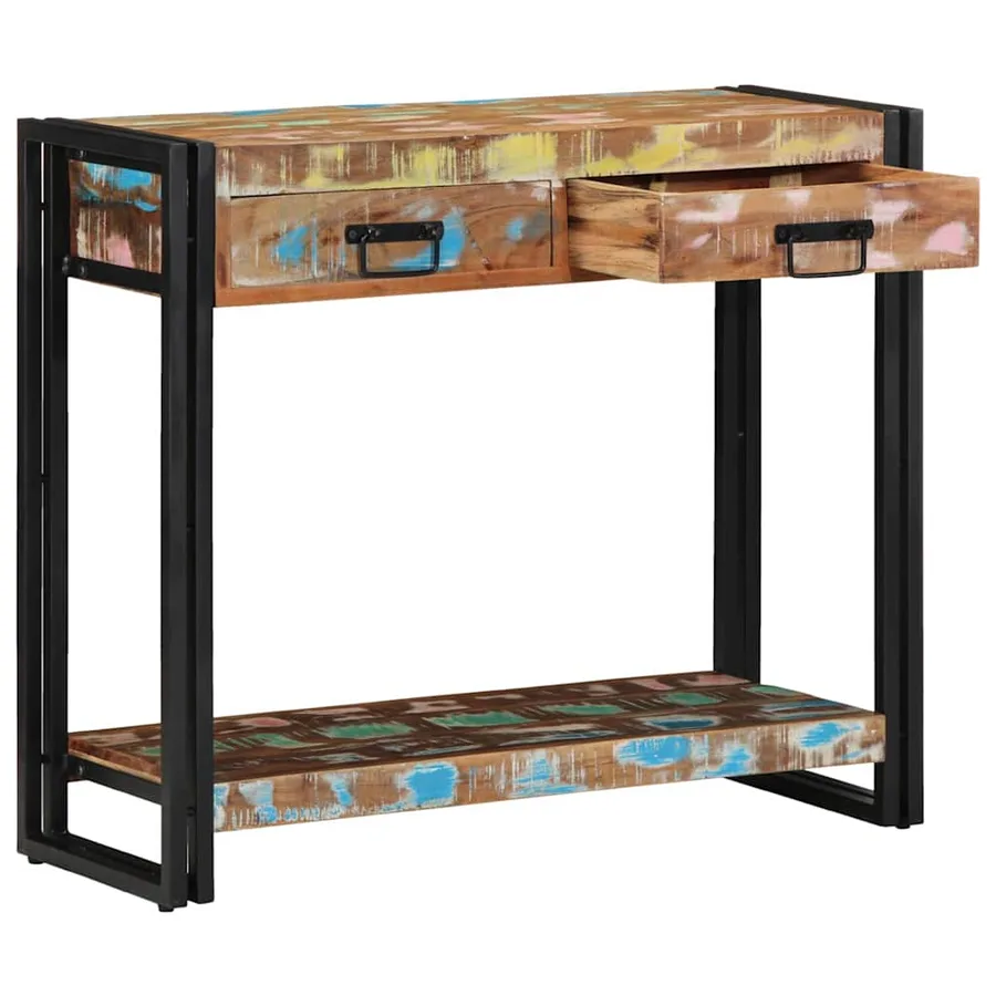 Table console Multicolore 90 x 33 x 75 cm Bois Recyclé Solide - 2