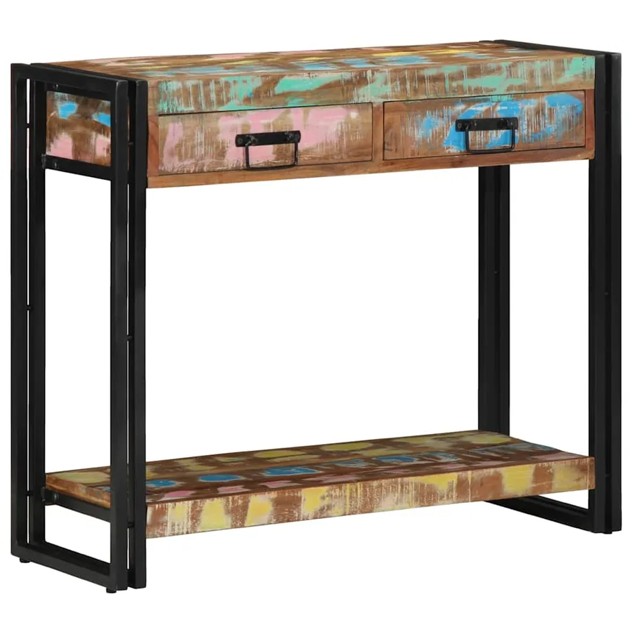 Table console Multicolore 90 x 33 x 75 cm Bois Recyclé Solide - 3