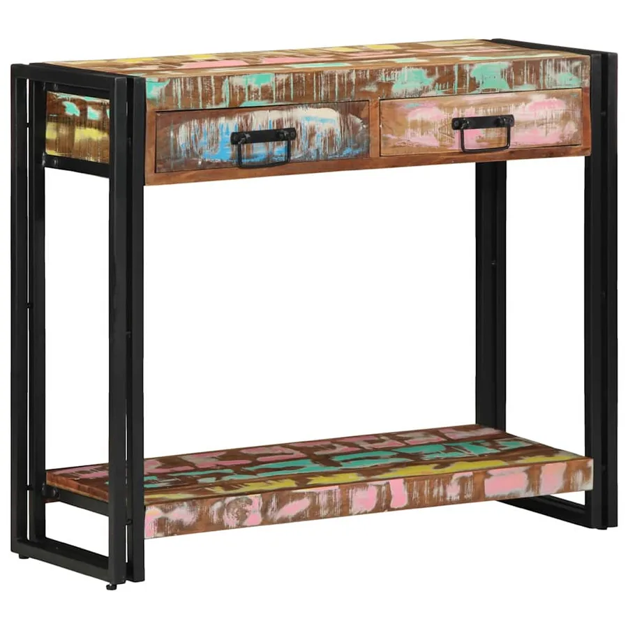 Table console Multicolore 90 x 33 x 75 cm Bois Recyclé Solide - 4