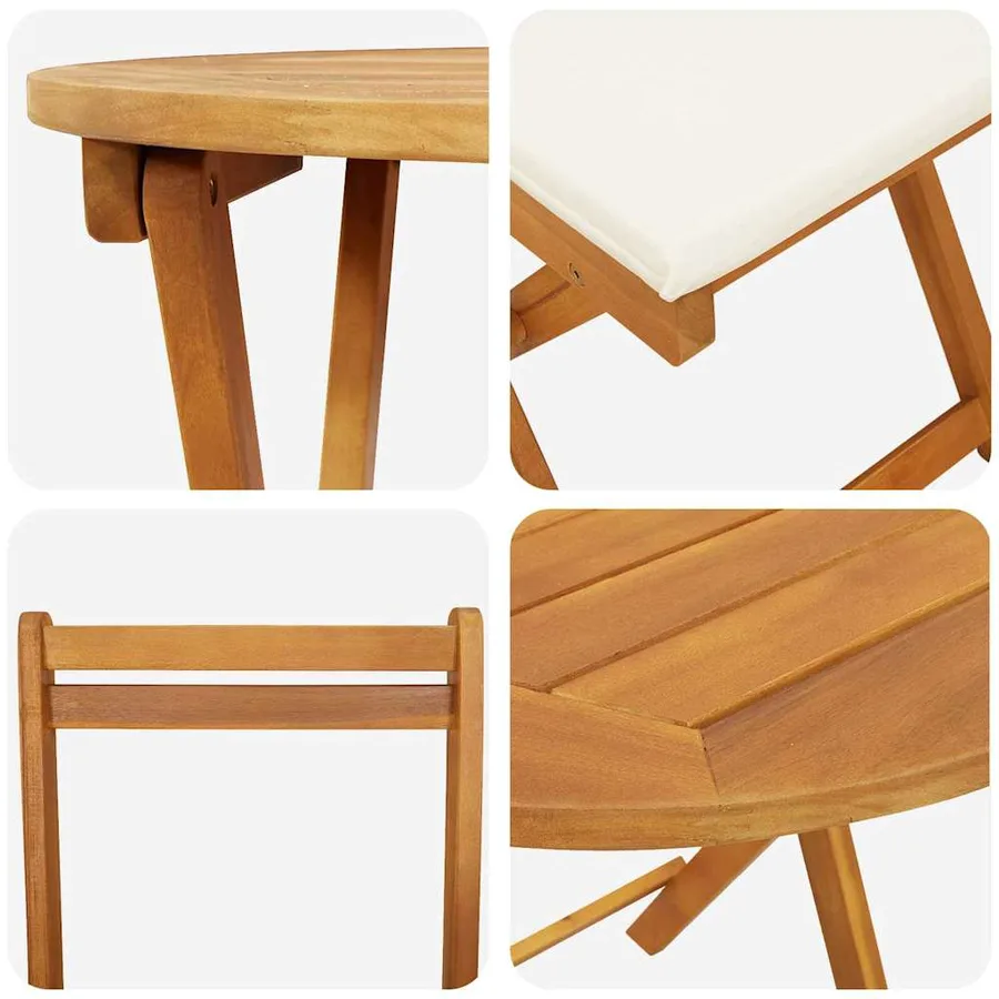 Ensemble de salle à manger pour jardin 3 pcs Huile Naturelle - 9