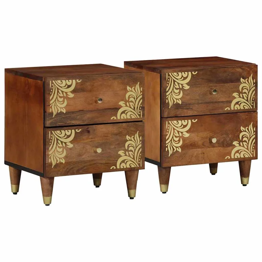 Cabinet de chevet avec tiroir 2 pcs Marron miel 40 x 33 x 46 cm