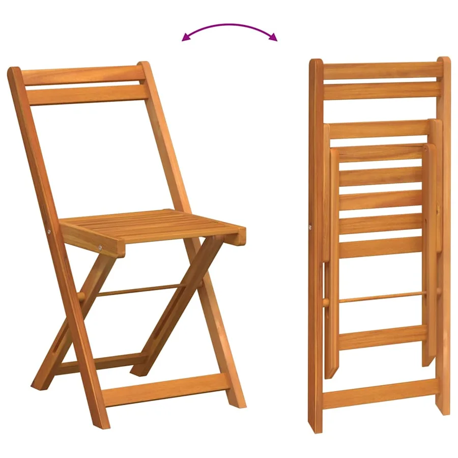 Ensemble bistrot 3 pcs Huile Naturelle Bois d'Acacia Massif - 11