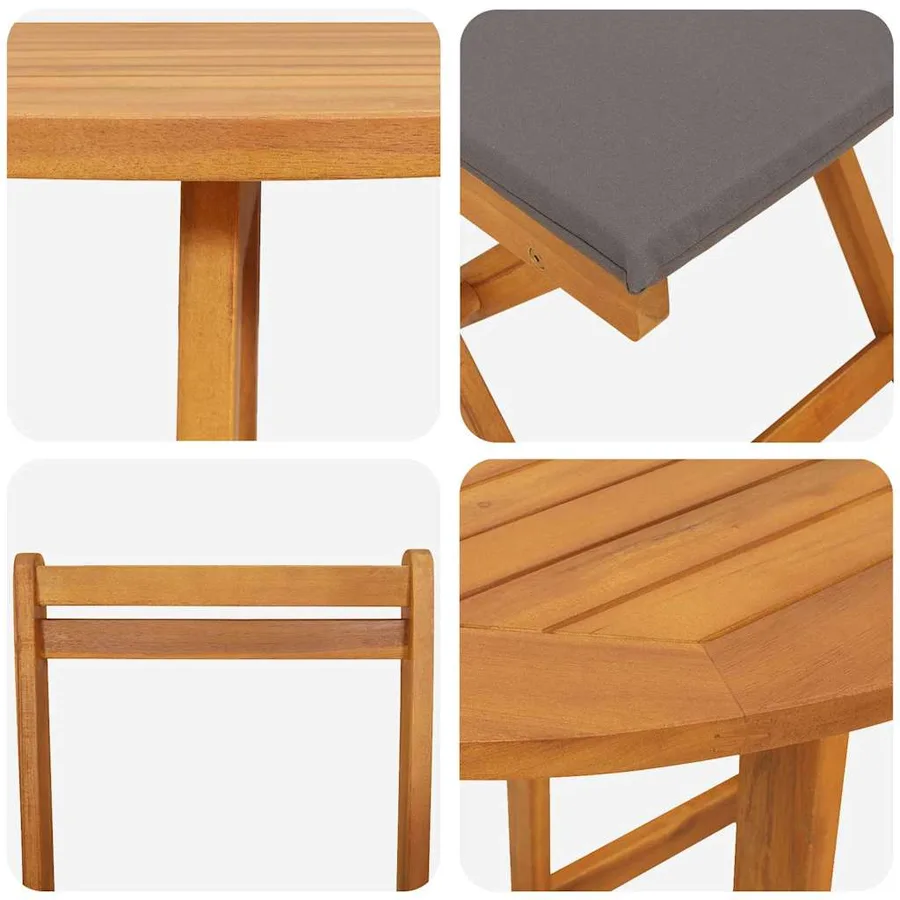 Ensemble bistrot 3 pcs Huile Naturelle Bois d'Acacia Massif - 9