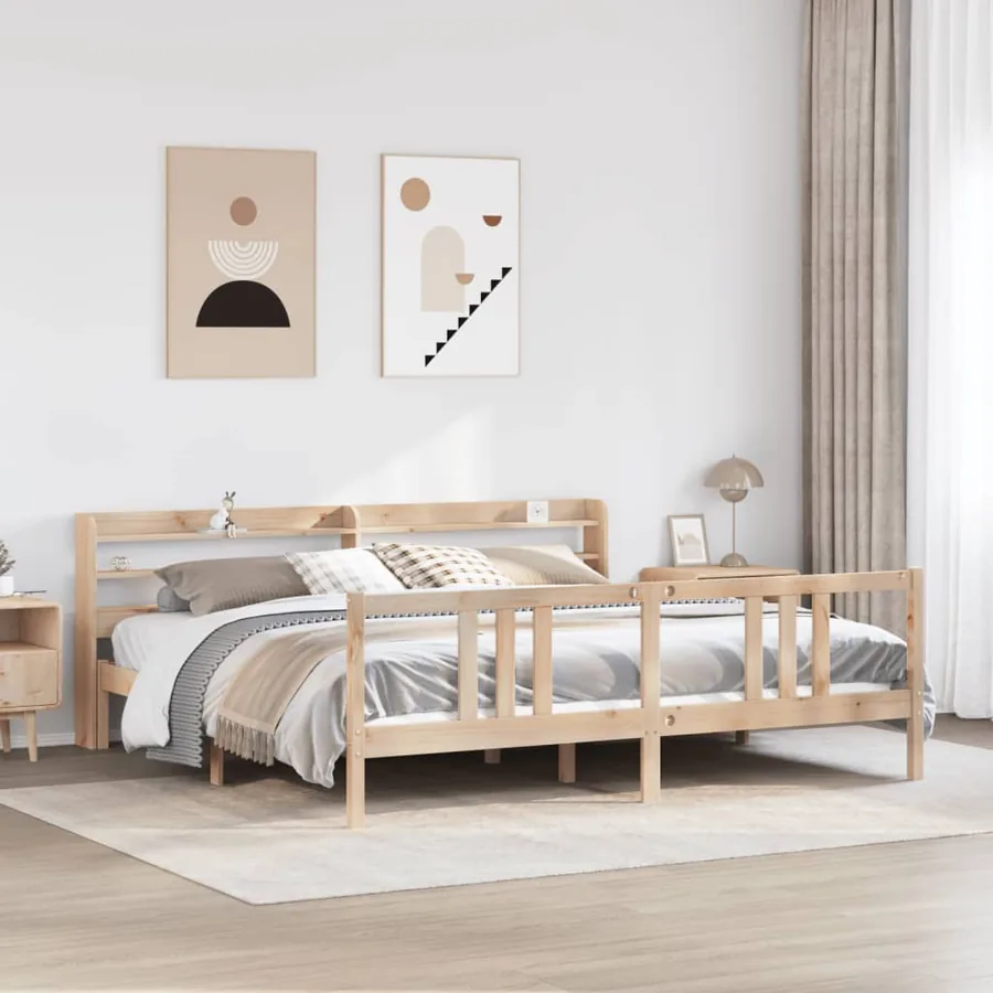 Cadre de lit avec tête de lit sans matelas 200x200 cm
