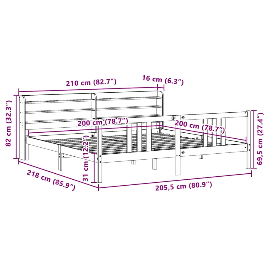 Cadre de lit avec tête de lit sans matelas 200x200 cm - 12