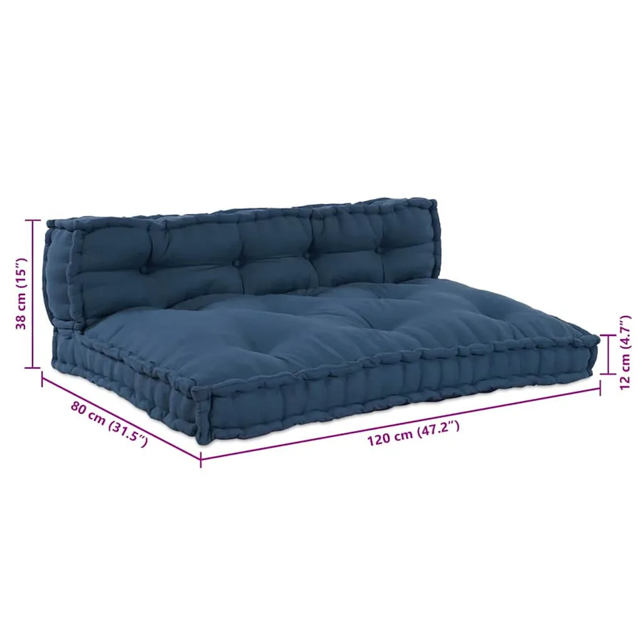 Coussin de canapé sur palette 2 pcs Indigo 120 x 80 x 38 cm - 10