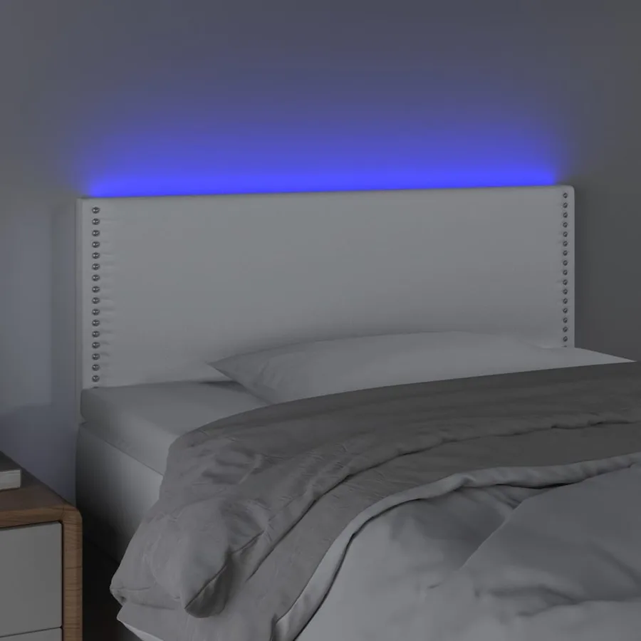 Tête de lit à LED Blanc 100x5x78/88 cm Similicuir - 3