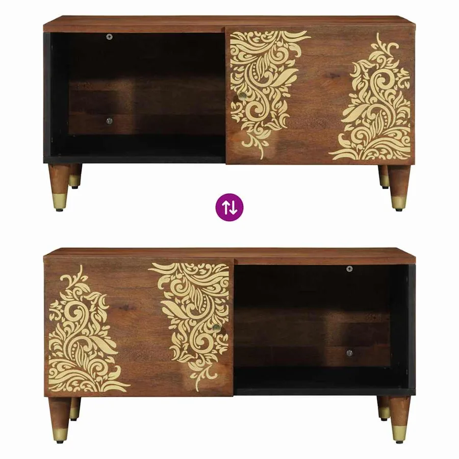 Table basse Marron miel 80 x 50 x 40 cm Bois de mangue massif - 10