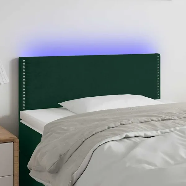 Tête de lit à LED Vert foncé 100x5x78/88 cm Velours