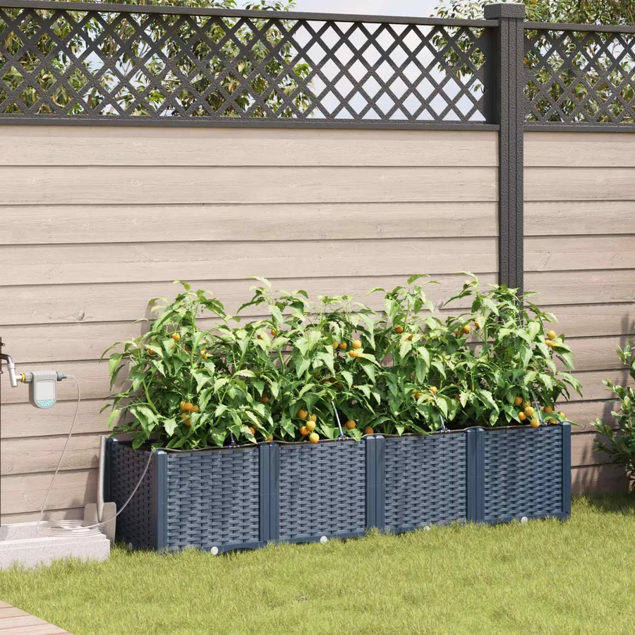 Cache-pot de jardin 4 pc Gris 160 x 40 x 37,5 cm PP