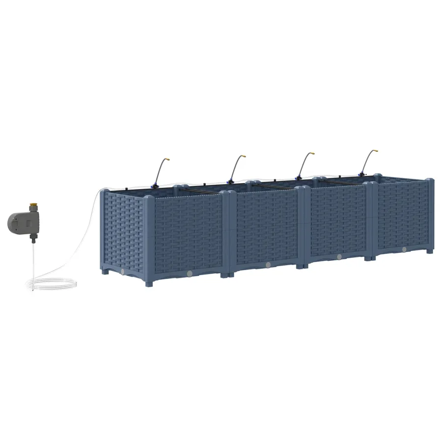 Cache-pot de jardin 4 pc Gris 160 x 40 x 37,5 cm PP - 6