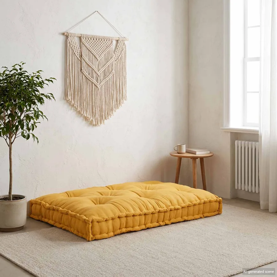 Coussin de canapé sur palette Jaune 120 x 80 x 12 cm Tissu