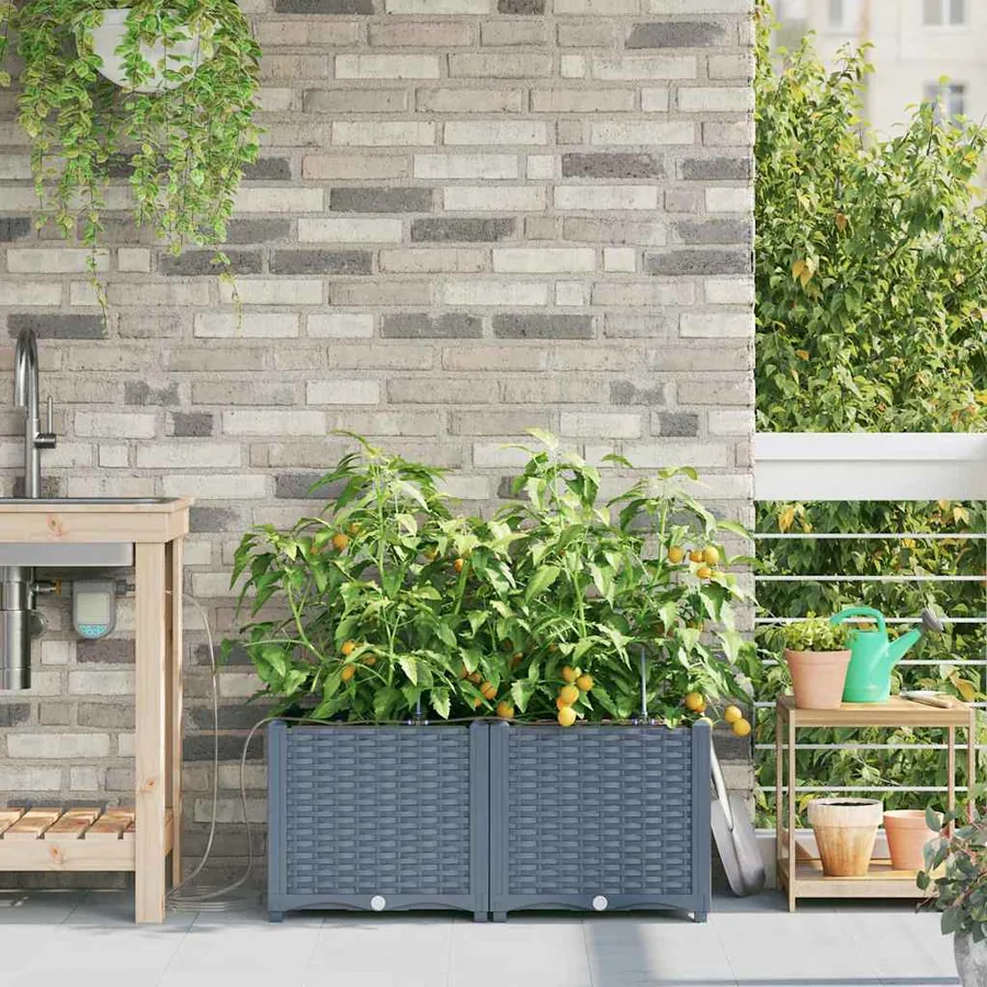 Cache-pot de jardin 2 pc Gris clair 80 x 40 x 37,5 cm PP