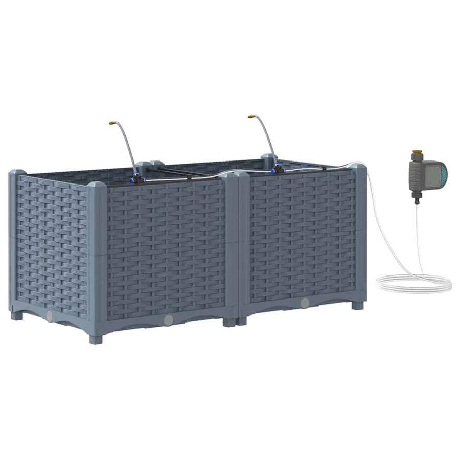 Cache-pot de jardin 2 pc Gris clair 80 x 40 x 37,5 cm PP - 2