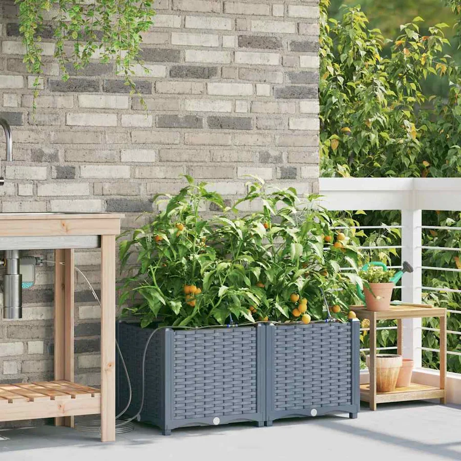 Cache-pot de jardin 2 pc Gris clair 80 x 40 x 37,5 cm PP - 3