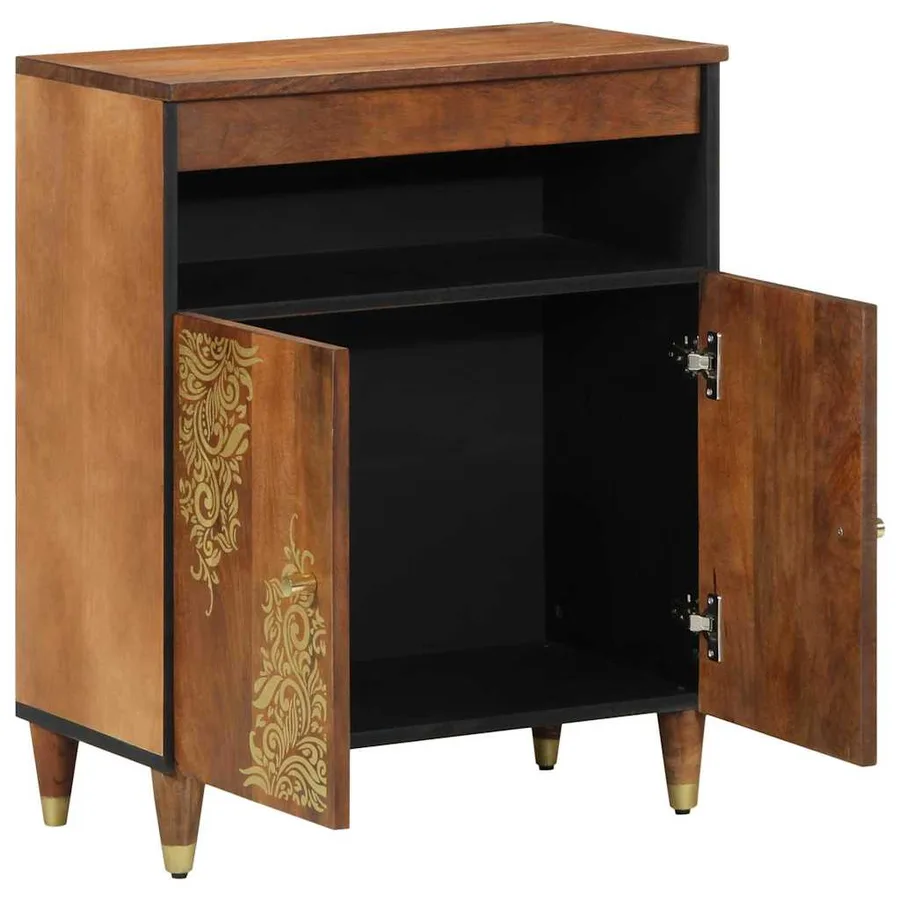 Buffet avec porte Marron 60 x 33 x 75 cm Bois de mangue massif - 2