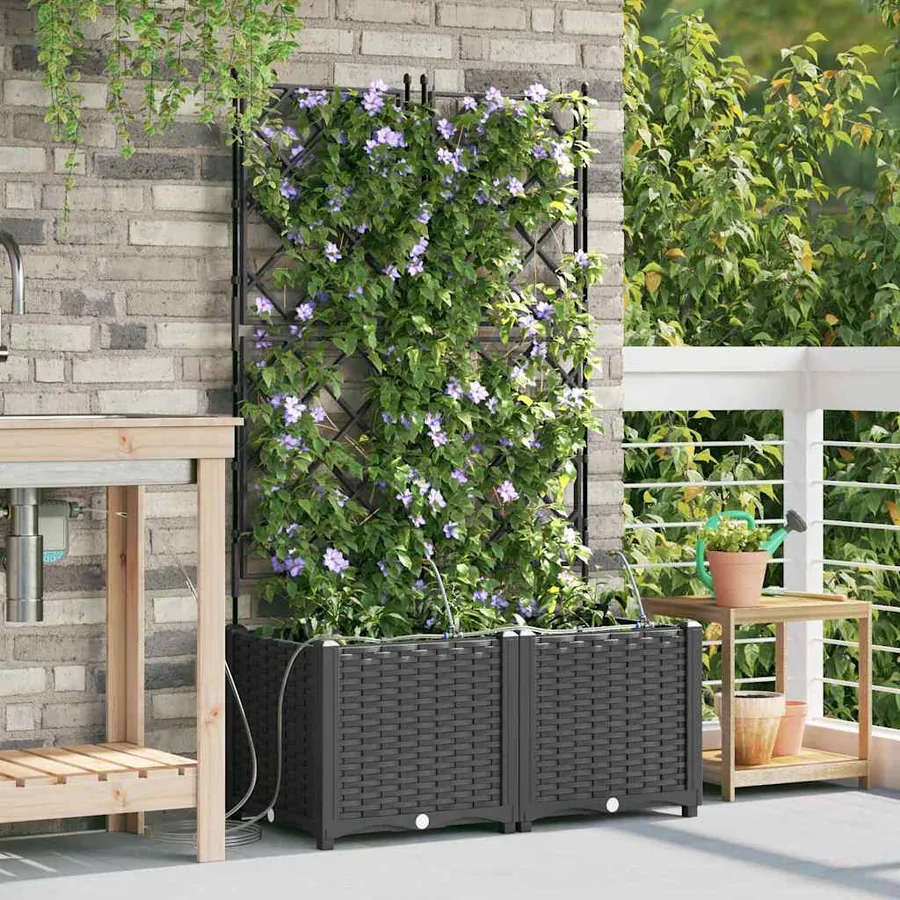 Cache-pot de jardin 2 pc Noir 80 x 40 x 142 cm PP